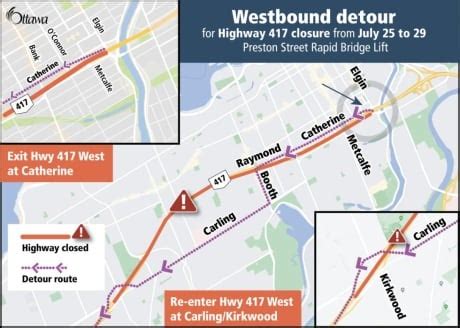 Highway 417, Preston Street to close for latest .